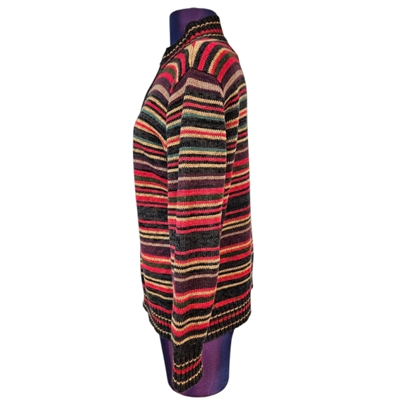 Tiara International Earth Tone Striped Full Zip Sweater Cardigan Size Small K64 - Picture 3 of 8